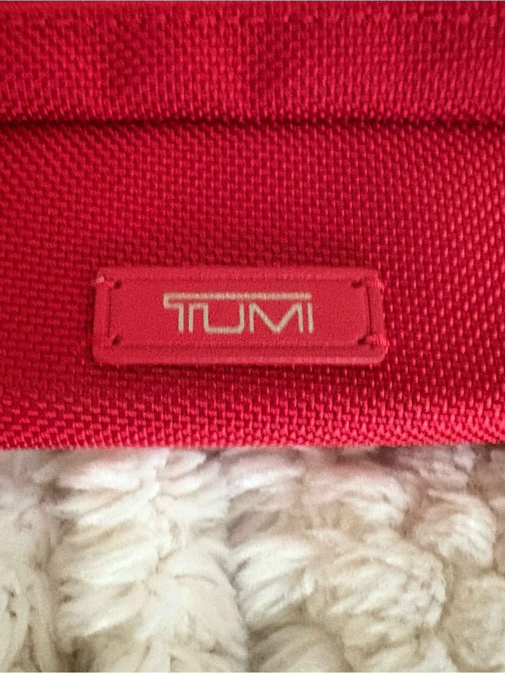 Tumi Red Cord Pouch with Logo
